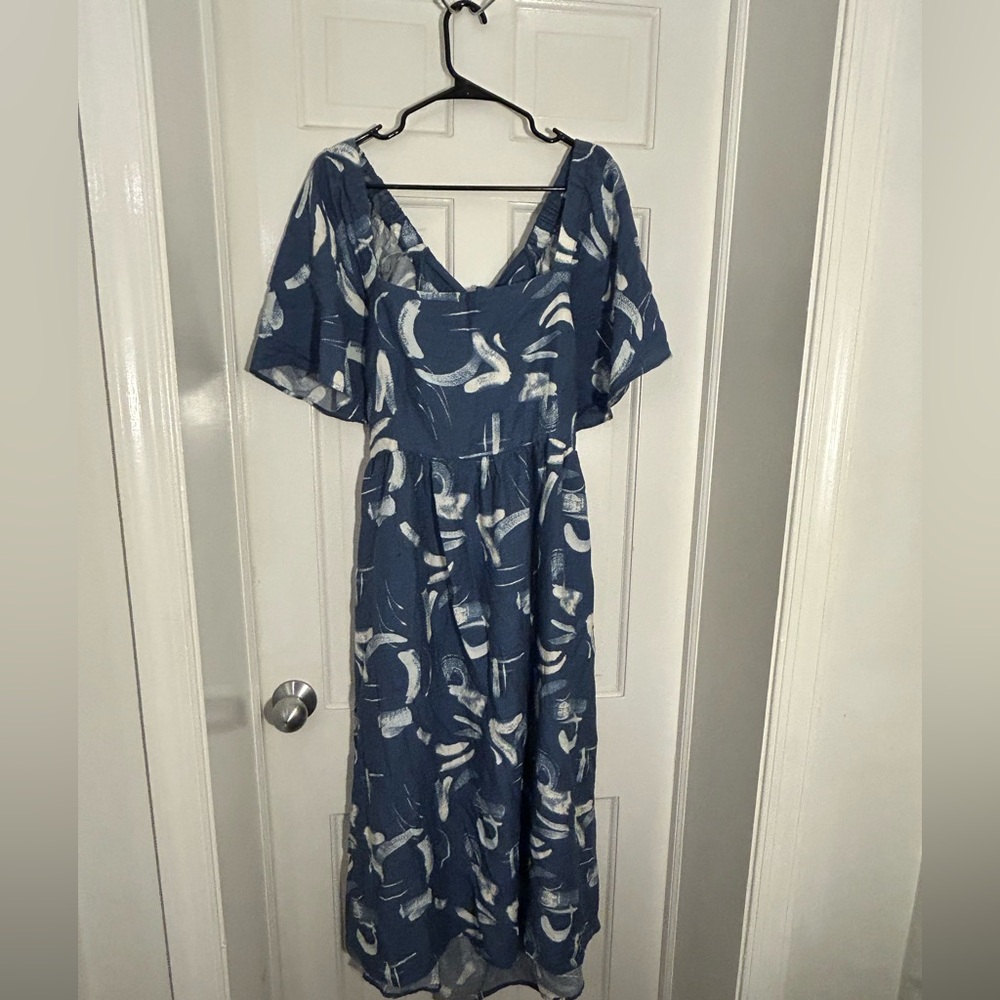 A New Day Blue and White Midi Dress